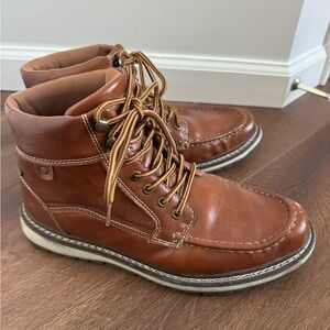 Men's Tan Leather Lace-Up Boots
